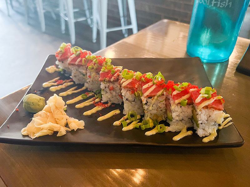 Cool Fish Lake Norman crazy tuna sushi roll