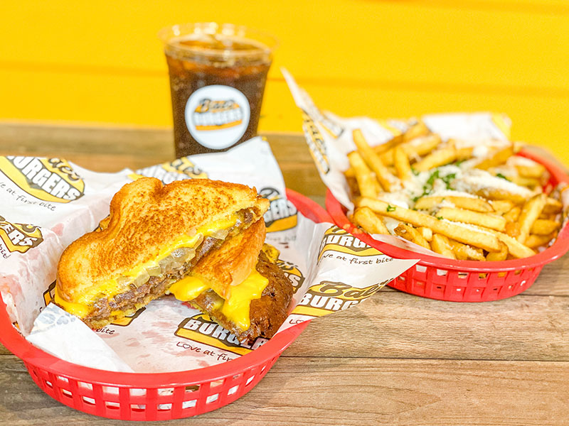 Bae's Burgers Patty Melt and fries