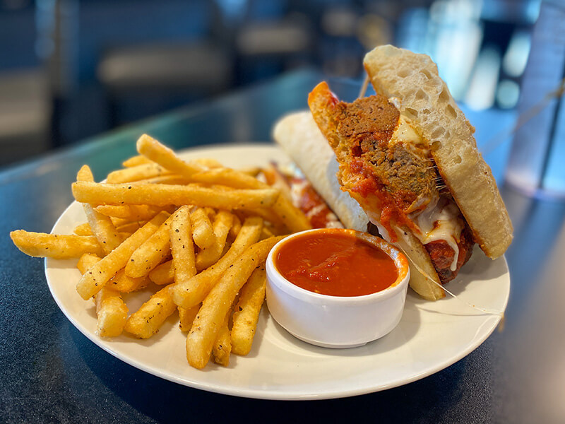 meatball sandwich at GOAT Pizza